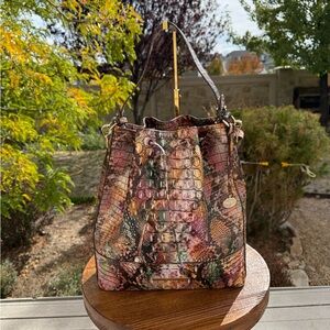 Brahmin Marlowe Bucket Multicolor Snake Print Shoulder Bag